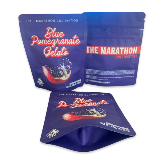 Blue Pomegranate Gelato Mylar Bags 3.5g The Marathon