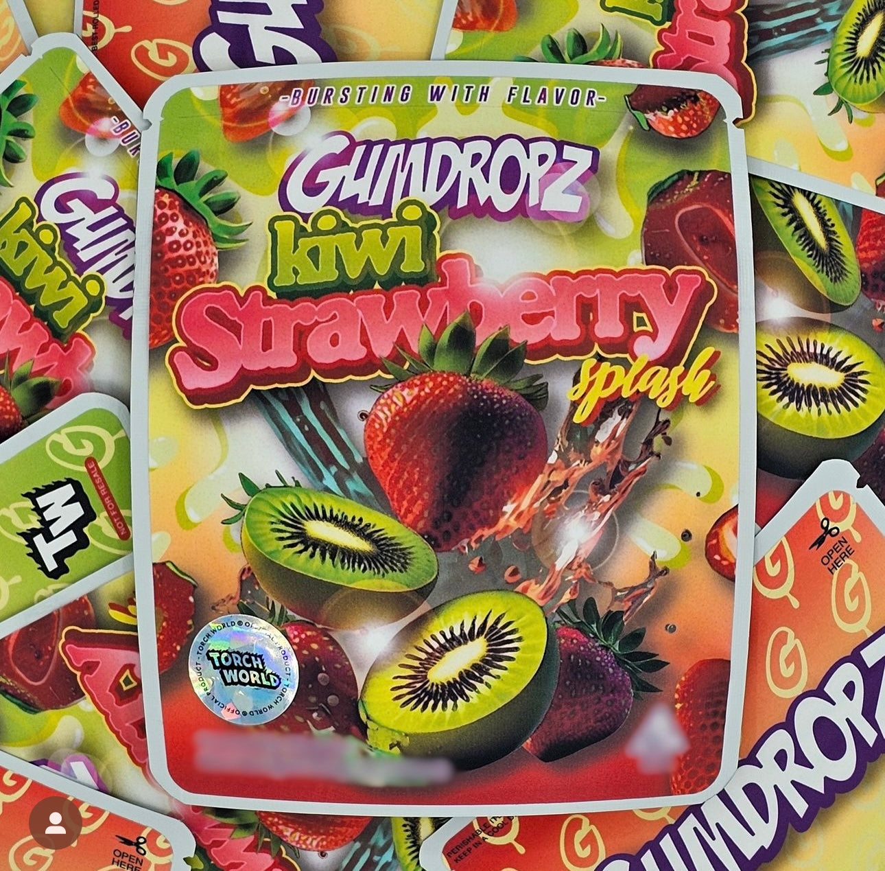 Kiwi Strawberry Splash Gumdropz 3.5g Mylar Bags Sprinklez Torch World