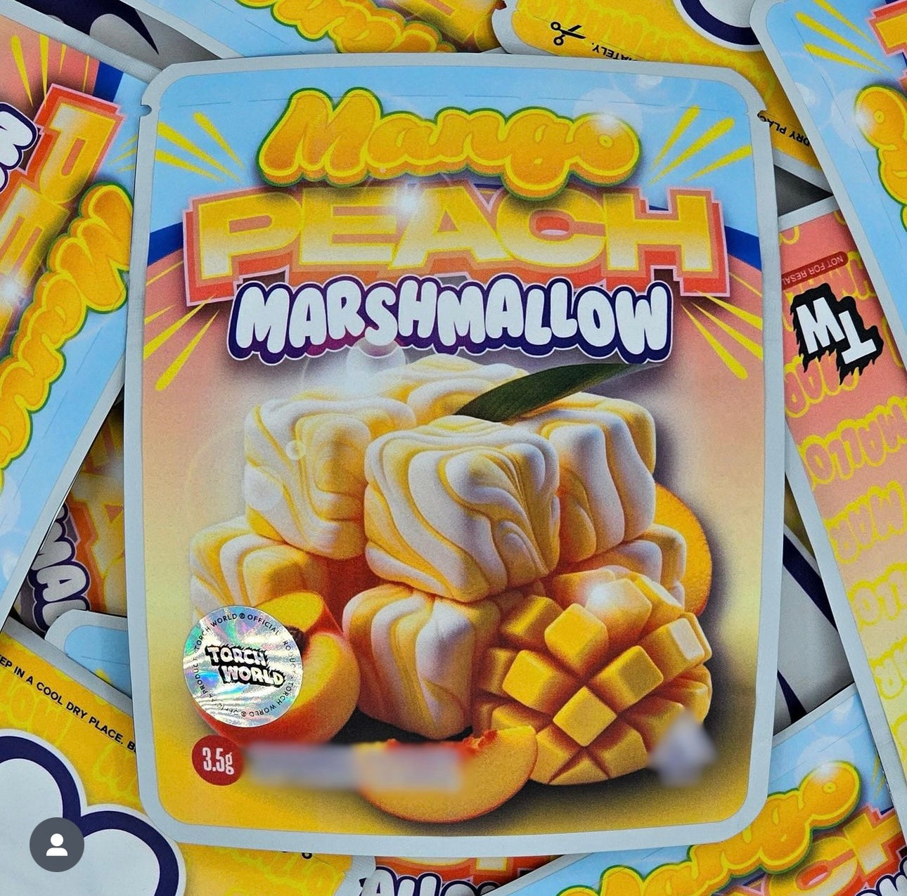 Mango Peach Marshmallow 3.5g Mylar Bags Sprinklez Torch World