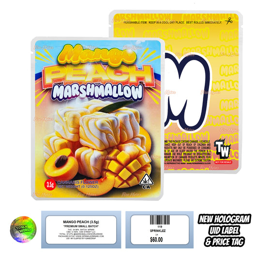 Mango Peach Marshmallow 3.5g Mylar Bags Sprinklez Torch World