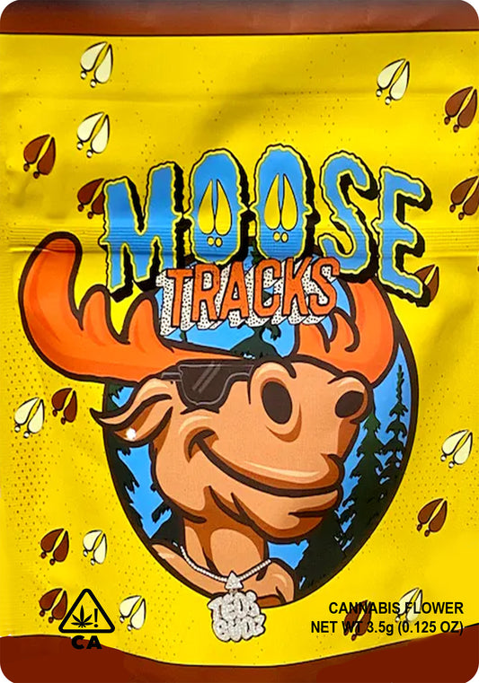 Moose Tracks Mylar Bags 1g Gram 3.5g Eighth 7g Quarter 28g Oz Ounce 112g Quarter Pound Gooniez Teds Budz Sticker Bag Fire Mylar
