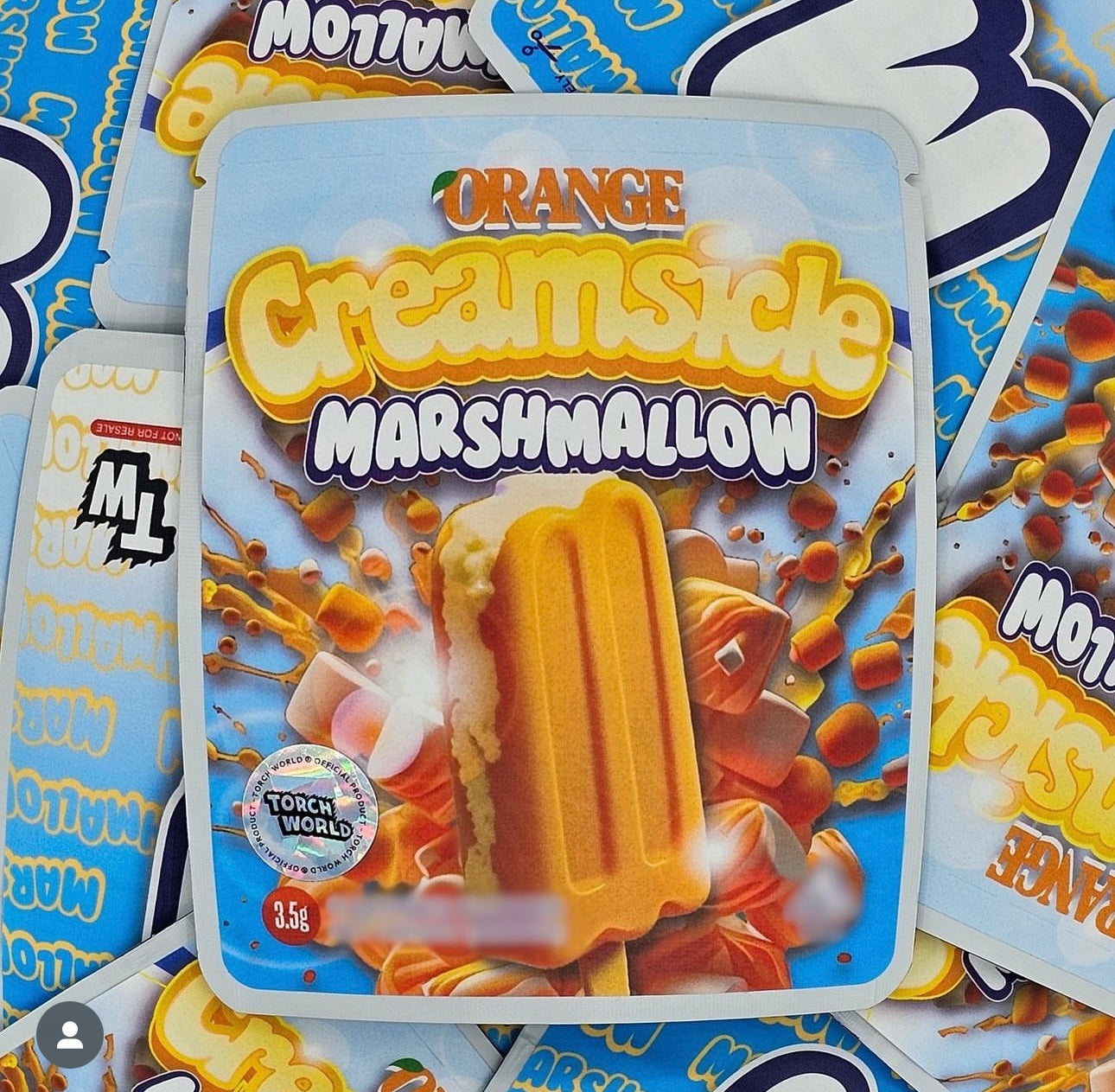 Orange Creamsicle Marshmallow 3.5g Mylar Bags Sprinklez Torch World