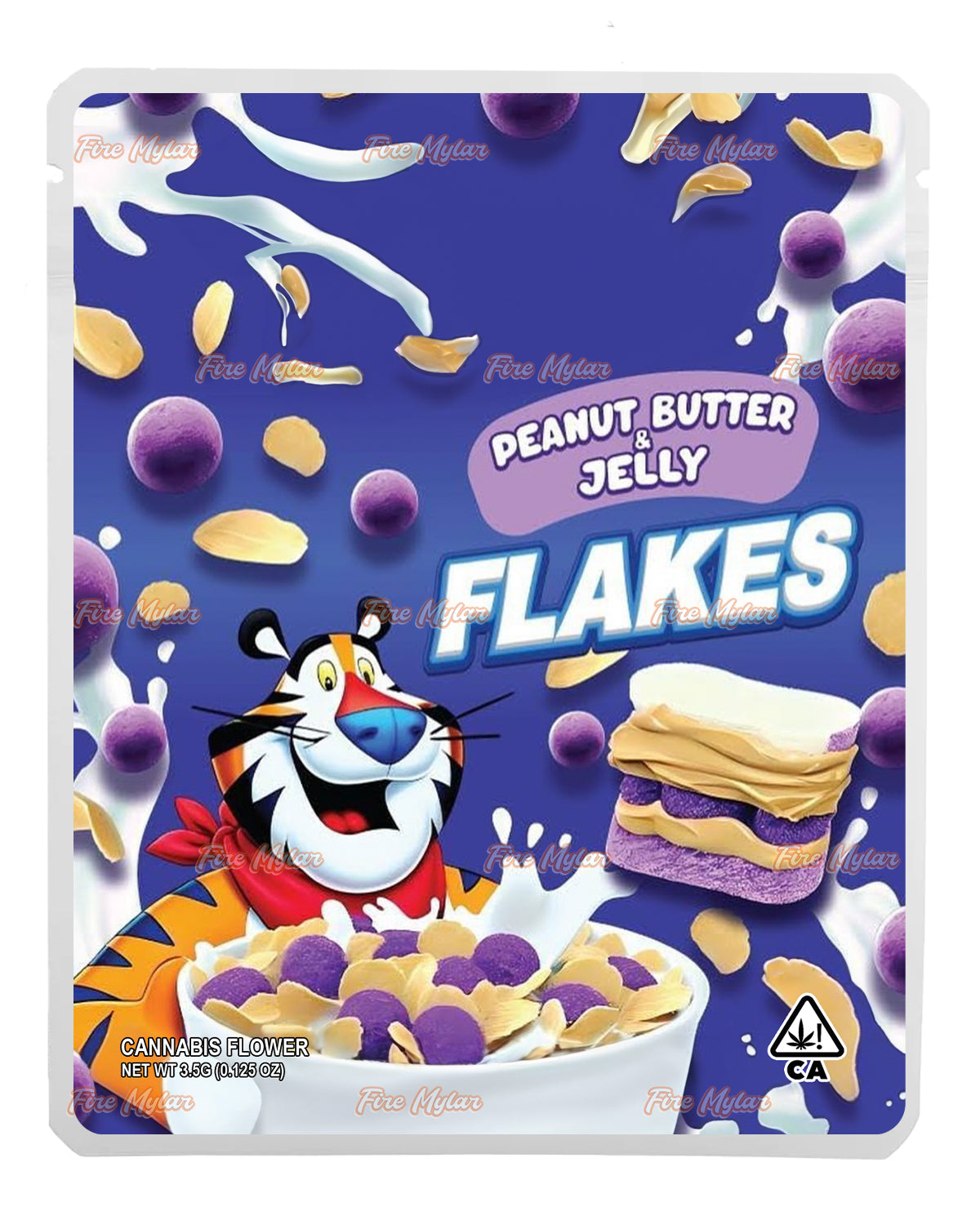 Peanut Butter & Jelly Flakes Customizable Mylar Bags