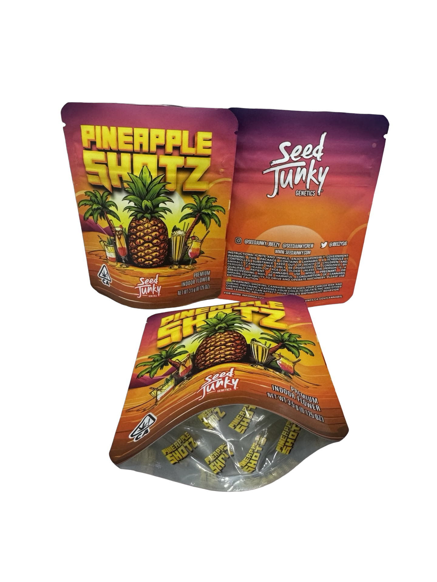 Pineapple Shotz Mylar Bags 3.5g Seed Junky