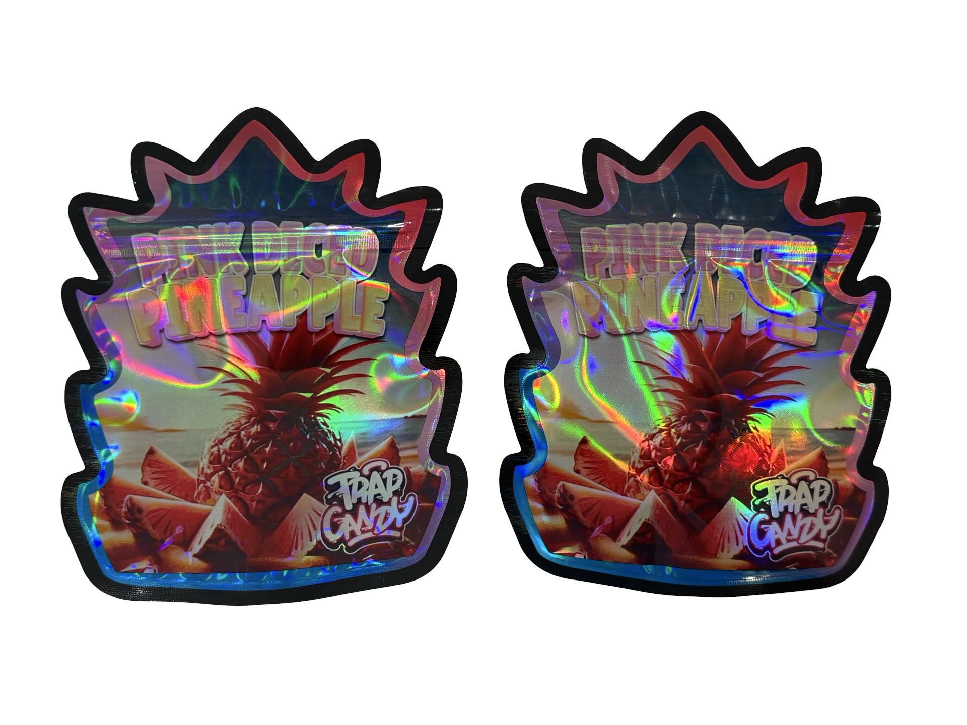 Pink Diced Pineapple Mylar Bags 3.5g Trap Candy