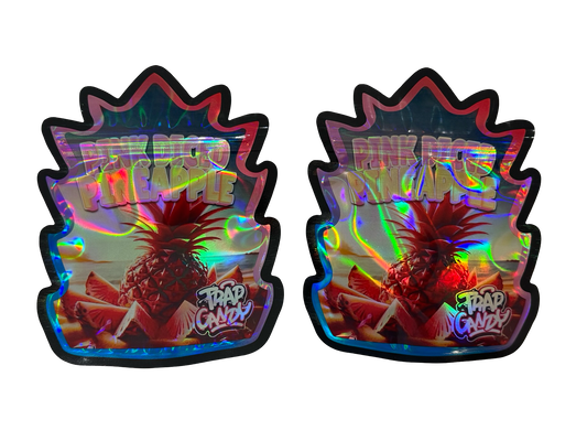 Pink Diced Pineapple Mylar Bags 3.5g Trap Candy