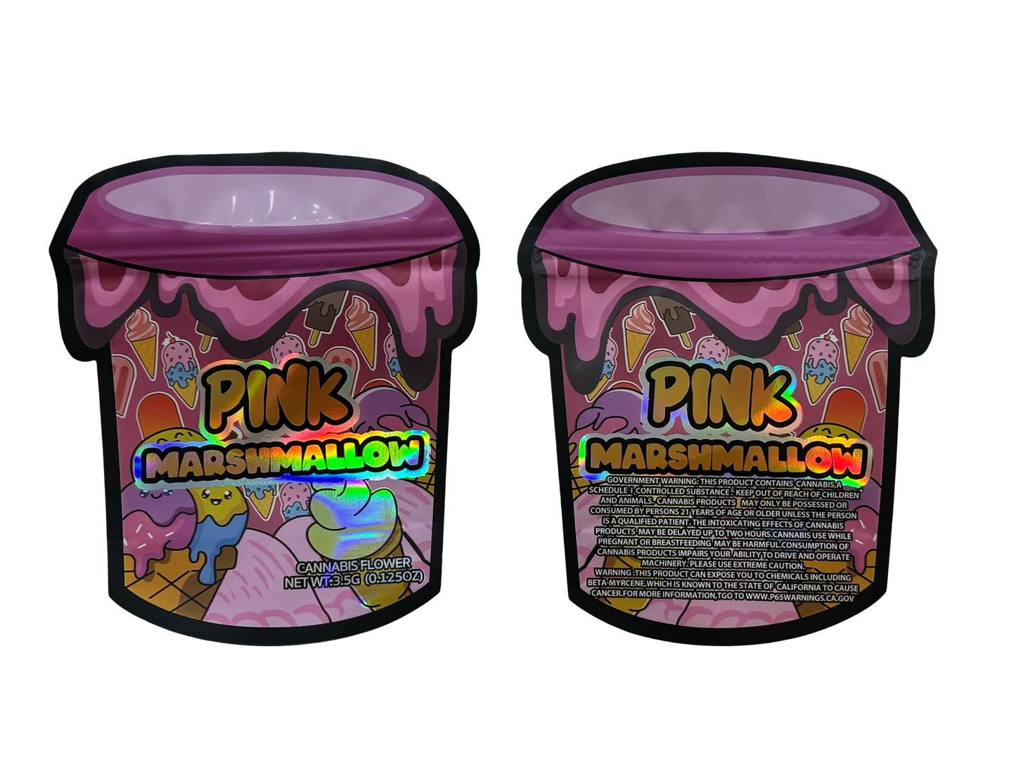 Pink Marshmallow Mylar Bags 3.5g