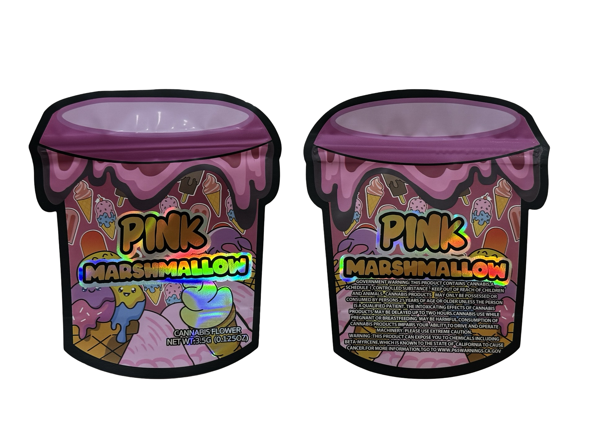 Pink Marshmallow Mylar Bags 3.5g