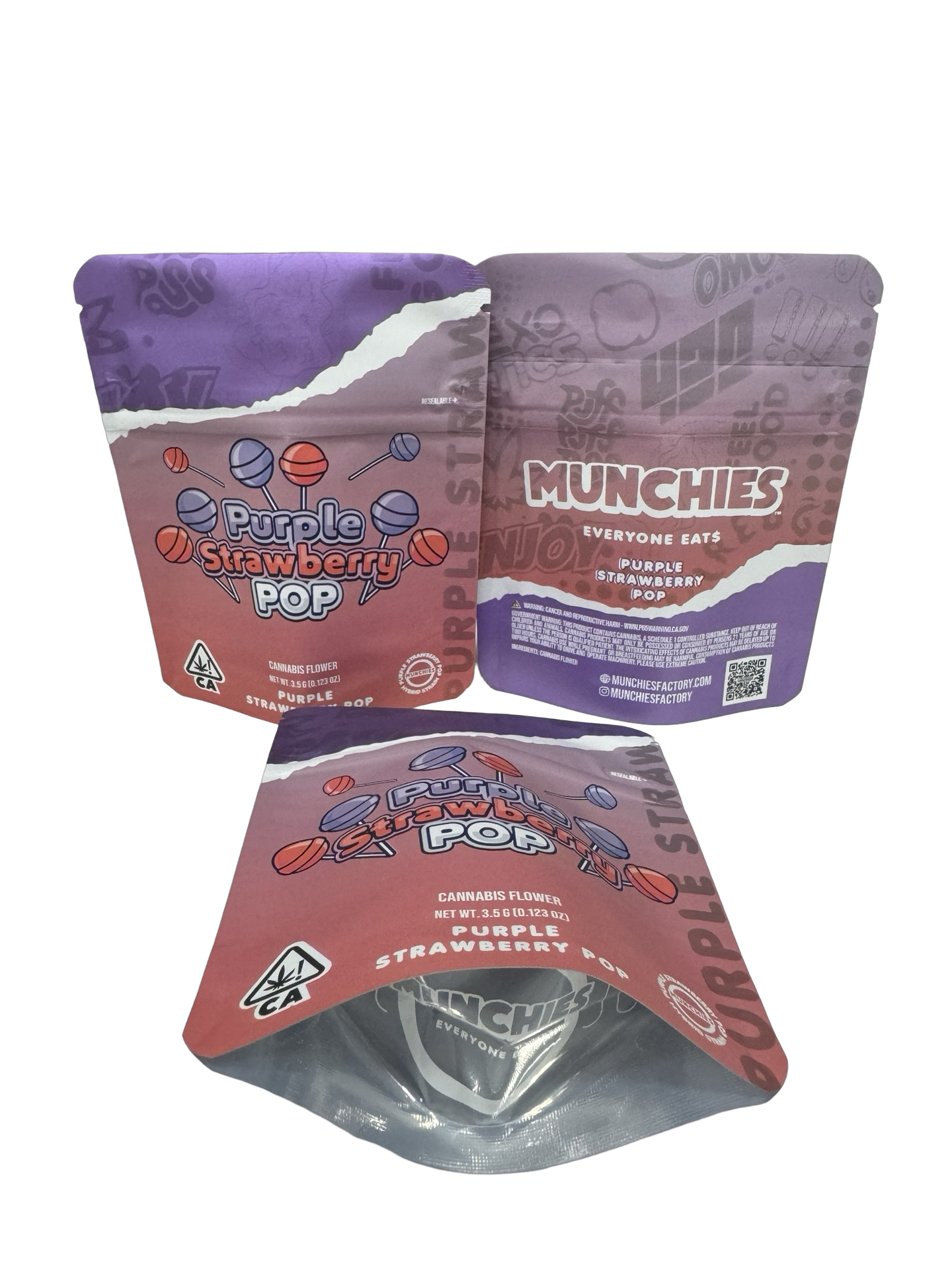 Purple Strawberry Pop 3.5g Mylar Bags & Boxes Munchies