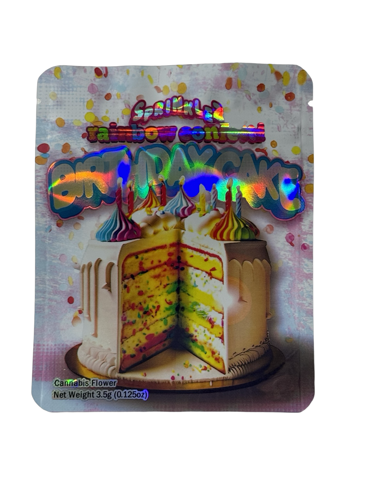 Rainbow Confetti Birthday Cake Mylar Bags 3.5g Sprinklez