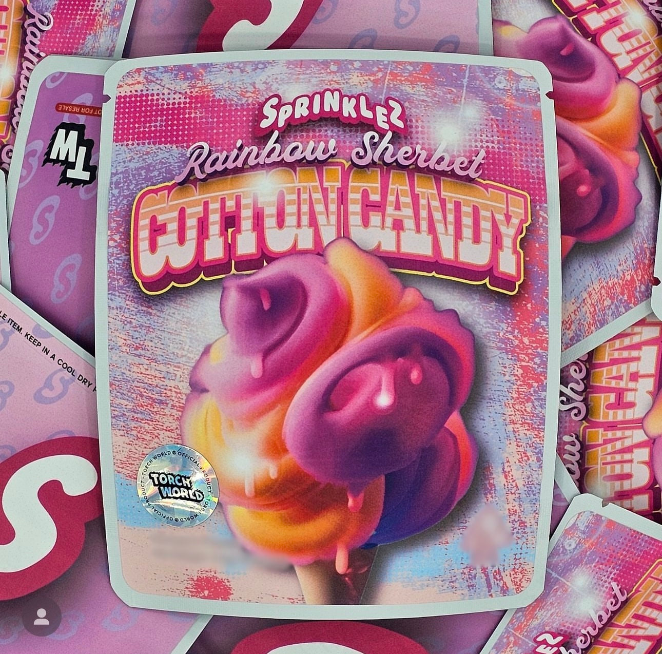 Rainbow Sherbert Cotton Candy 3.5g Mylar Bags Sprinklez Torch World