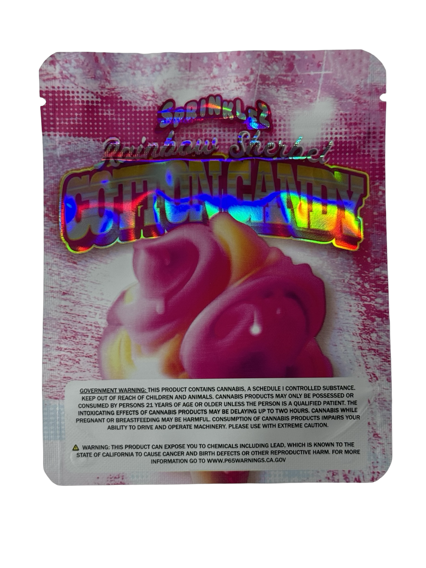Rainbow Sherbet Cotton Candy Mylar Bags 3.5g Sprinklez