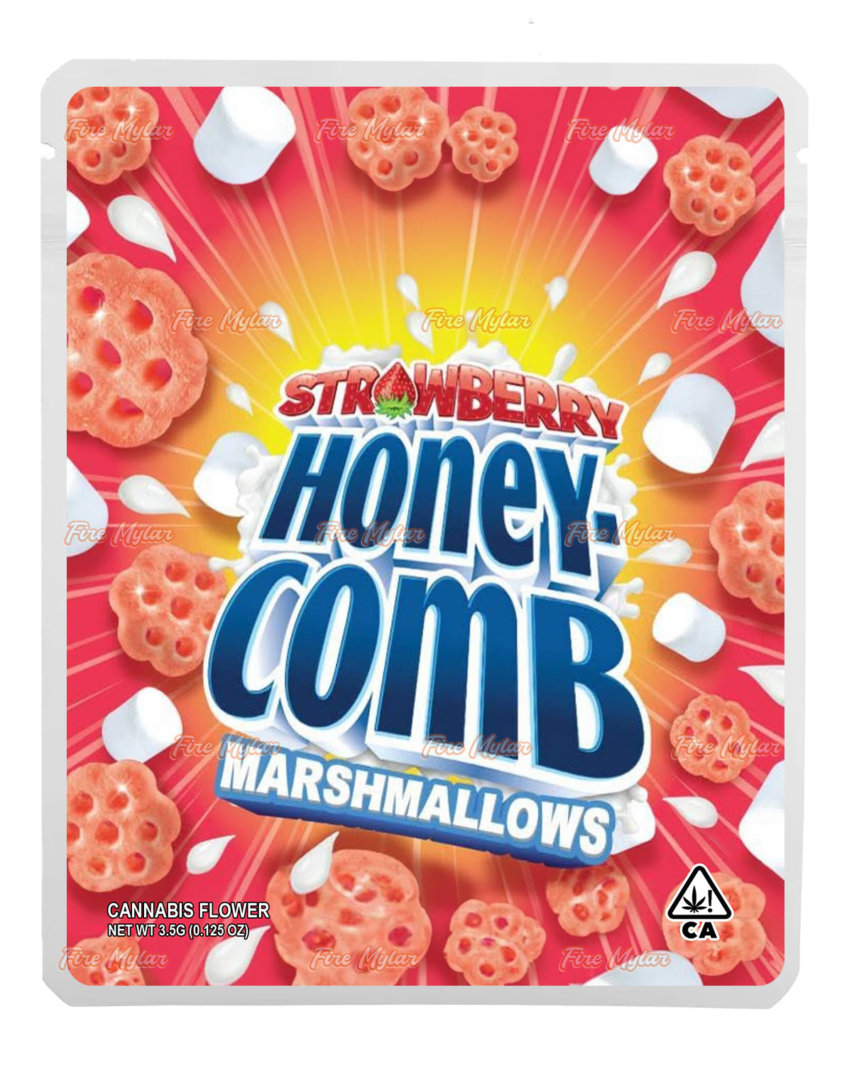 Strawberry Honeycomb Marshmallows Customizable Mylar Bags