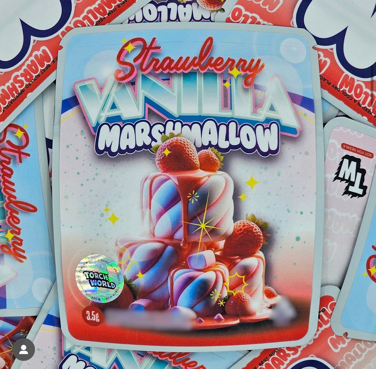 Strawberry Vanilla Marshmallow 3.5g Mylar Bags Sprinklez Torch World