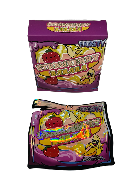 Strawberry Banana 3.5g Mylar Bags & Boxes Stay Frosty