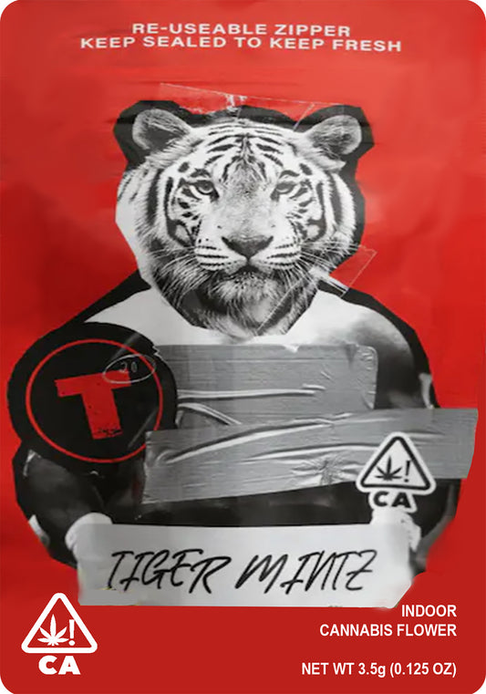 Tiger Mintz Mylar Bags 1g Gram 3.5g Eighth 7g Quarter 28g Oz Ounce 112g Quarter Pound Tyson 2.0 Sticker Bag Fire Mylar