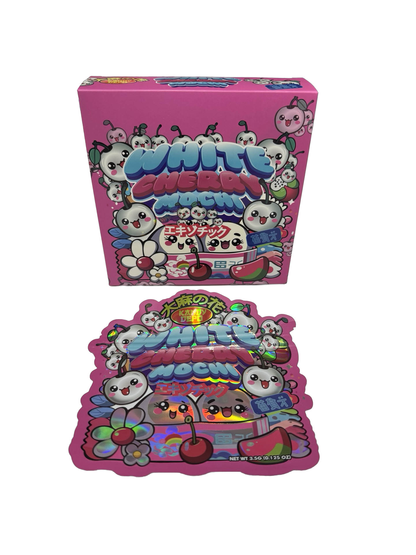 White Cherry Mochi 3.5g Mylar Bags & Boxes Kandy Depot