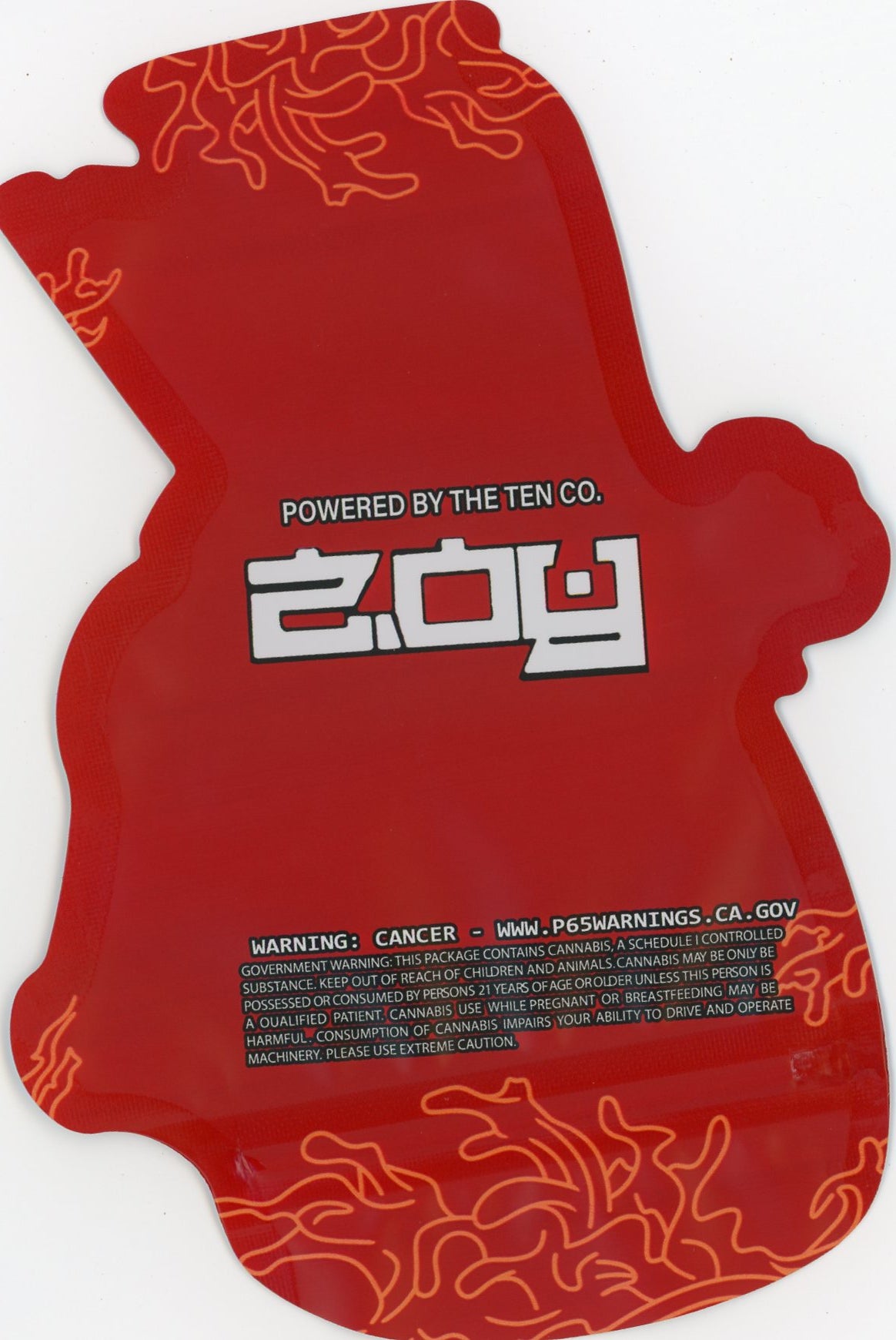Zoy Mylar Bags 3.5g Grams The Ten Co DIE-CUT MYLAR BAG back