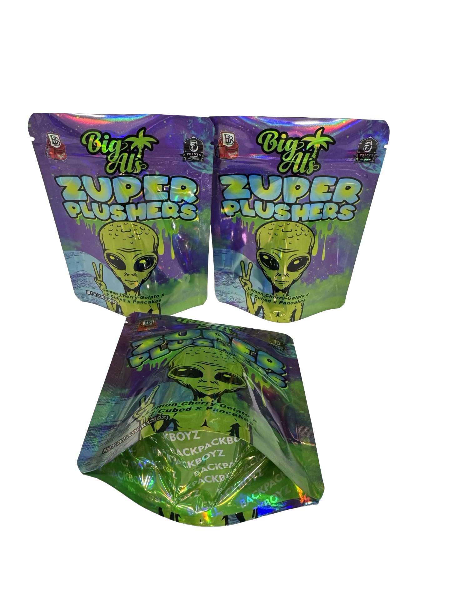 Zuper Plushers Mylar Bags 3.5g Big Al’s & Backpack Boyz